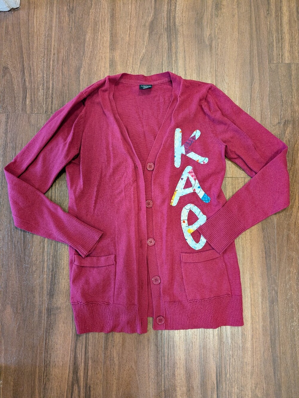 Kappa Alpha Theta Button-Up Cardigan with Handmade Kite Letters